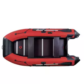 Riverboats RB-370 килевая+фальшборт, с фанерным пайолом со стрингерами - моторная надувная лодка ПВХ, Цвет лодки: Красно-черный