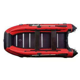 Riverboats RB-430 килевая+фальшборт, с фанерным пайолом со стрингерами - моторная надувная лодка ПВХ, Цвет лодки: Красно-черный