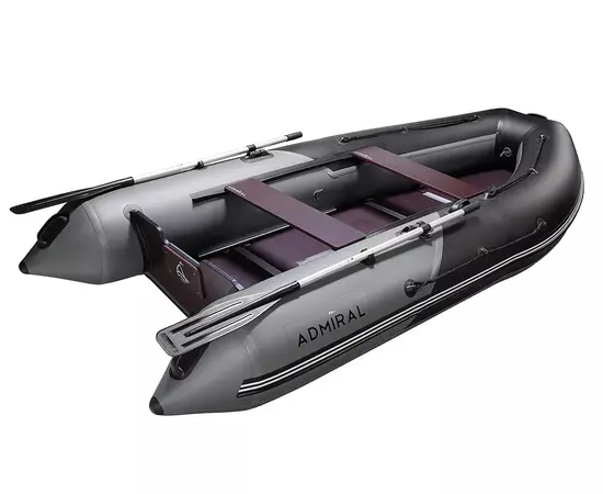 Адмирал 320 S PRO Lite килевая, с фанерным полом-книжкой со стрингерами - моторная надувная лодка ПВХ, Цвет лодки: Серо-черный, изображение 4