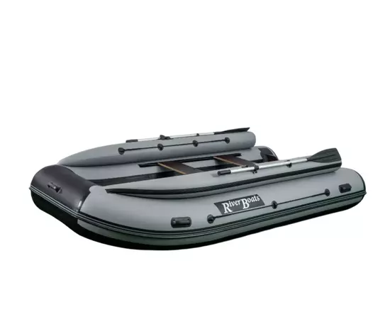 Riverboats RB-430 килевая+фальшборт, с фанерным пайолом со стрингерами - моторная надувная лодка ПВХ, Цвет лодки: Серо-черный, изображение 8