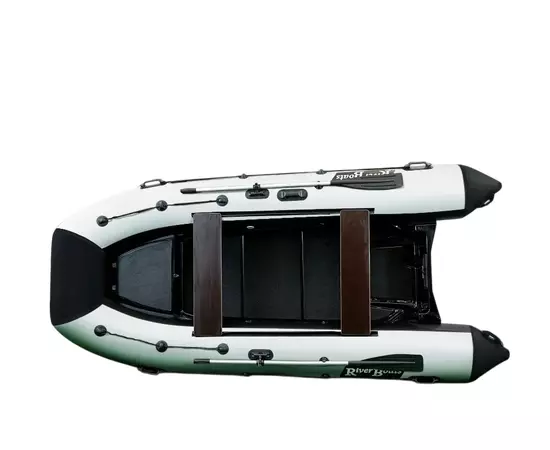 Riverboats РИБ 430R (S,L) (встроенный рундук) - жестко-надувная моторная лодка ПВХ, Цвет лодки: Черно-серый, изображение 2
