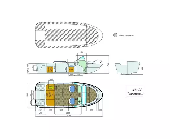 Пластиковая лодка Wyatboat-430 DC (тримаран), Модель: Wyatboat-430 DC (тримаран), изображение 13