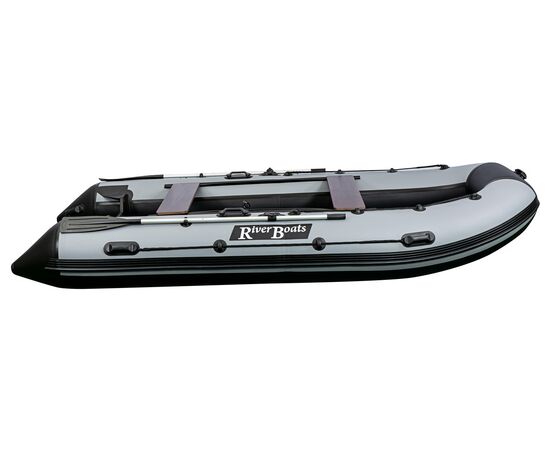 Riverboats RB-410 НДНД с надувным дном низкого давления - моторная надувная лодка ПВХ, Цвет лодки: Серо-черный, изображение 2