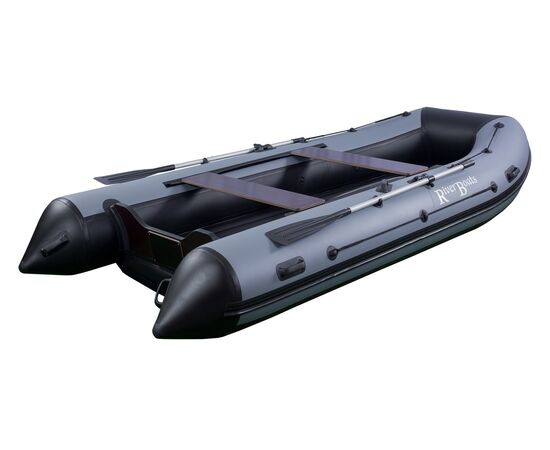 Riverboats RB-370 НДНД с надувным дном низкого давления - моторная надувная лодка ПВХ, Цвет лодки: Серо-черный, изображение 5