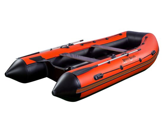 Riverboats RB-390 килевая, с фанерным пайолом со стрингерами - моторная надувная лодка ПВХ, Цвет лодки: Оранжево-черный, изображение 9