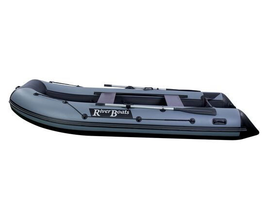 Riverboats RB-350 килевая, с фанерным пайолом со стрингерами - моторная надувная лодка ПВХ, Цвет лодки: Серо-черный, изображение 9