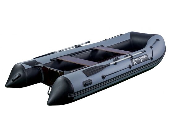 Riverboats RB-410 килевая, с фанерным пайолом со стрингерами - моторная надувная лодка ПВХ, Цвет лодки: Серо-черный, изображение 8